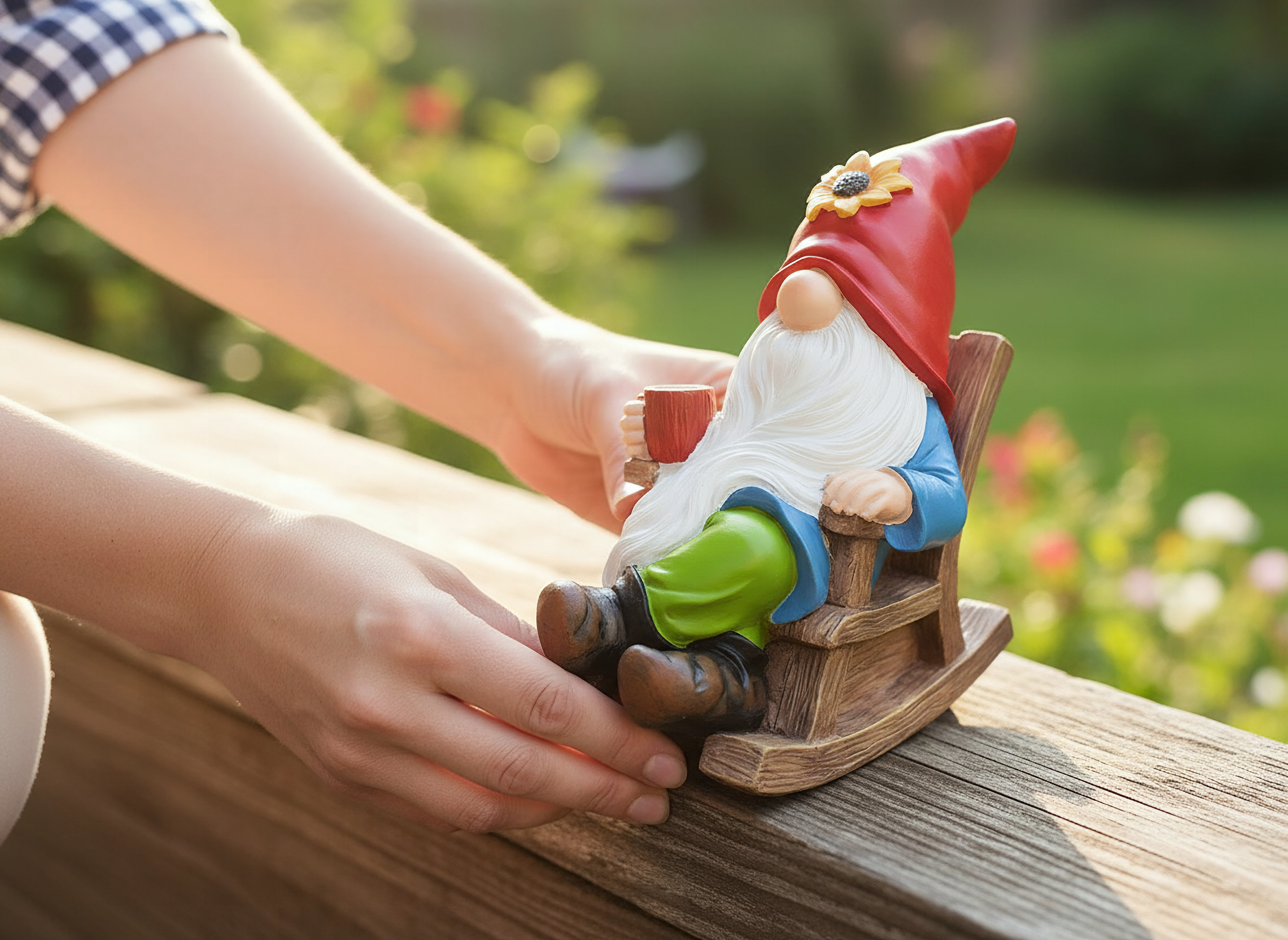 Outdoor Garden Gnome Statue Decoration - Funny Drinking Coffee gnomes Figurine Ornament for Indoor Outdoor Home Patio Ya