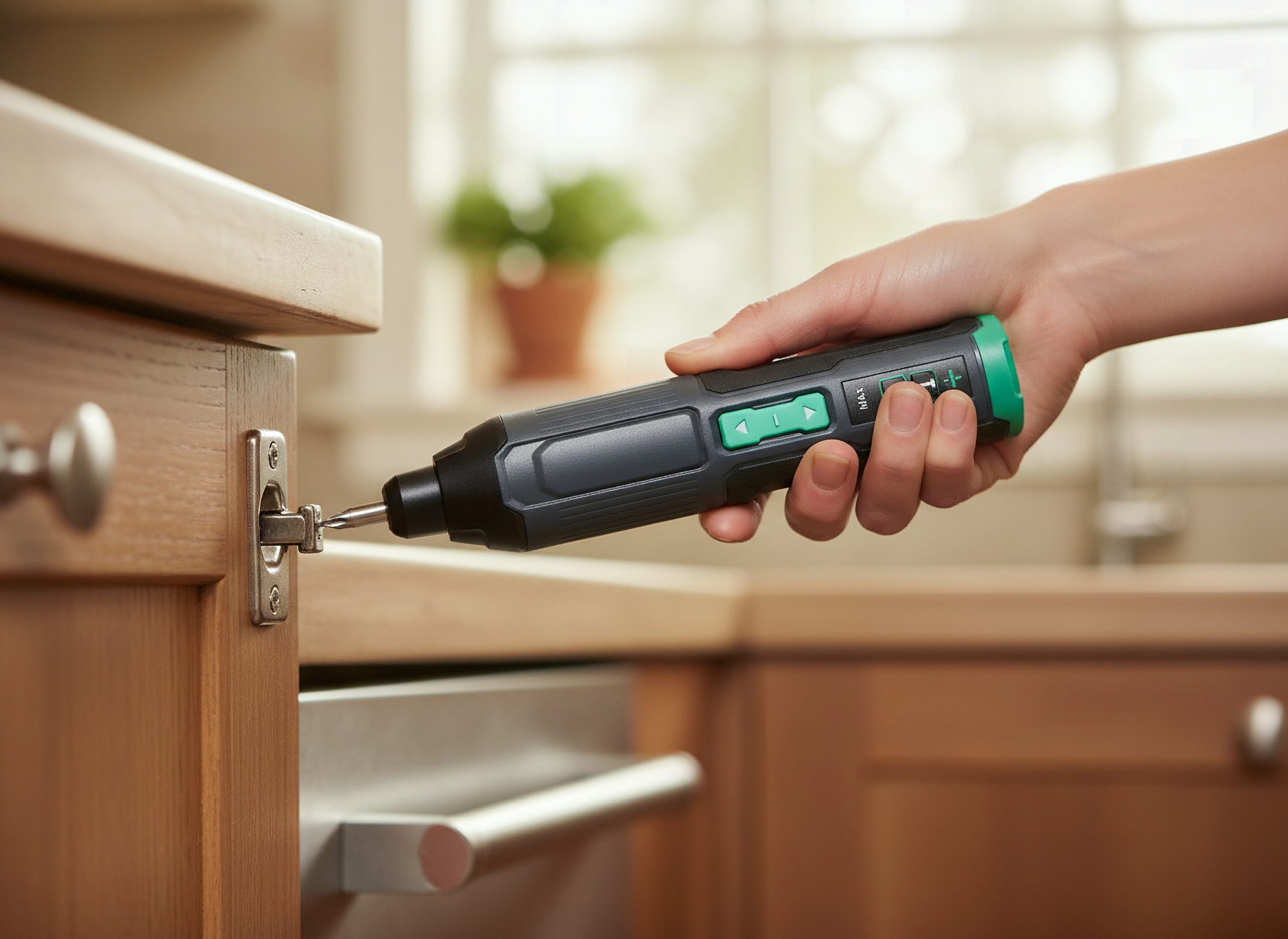 Amazon Basics by SKIL 4V Cordless Stick Screwdriver with 10-Piece Bit Set, USB Cable, LED Light, 3 Torque Settings: A wo