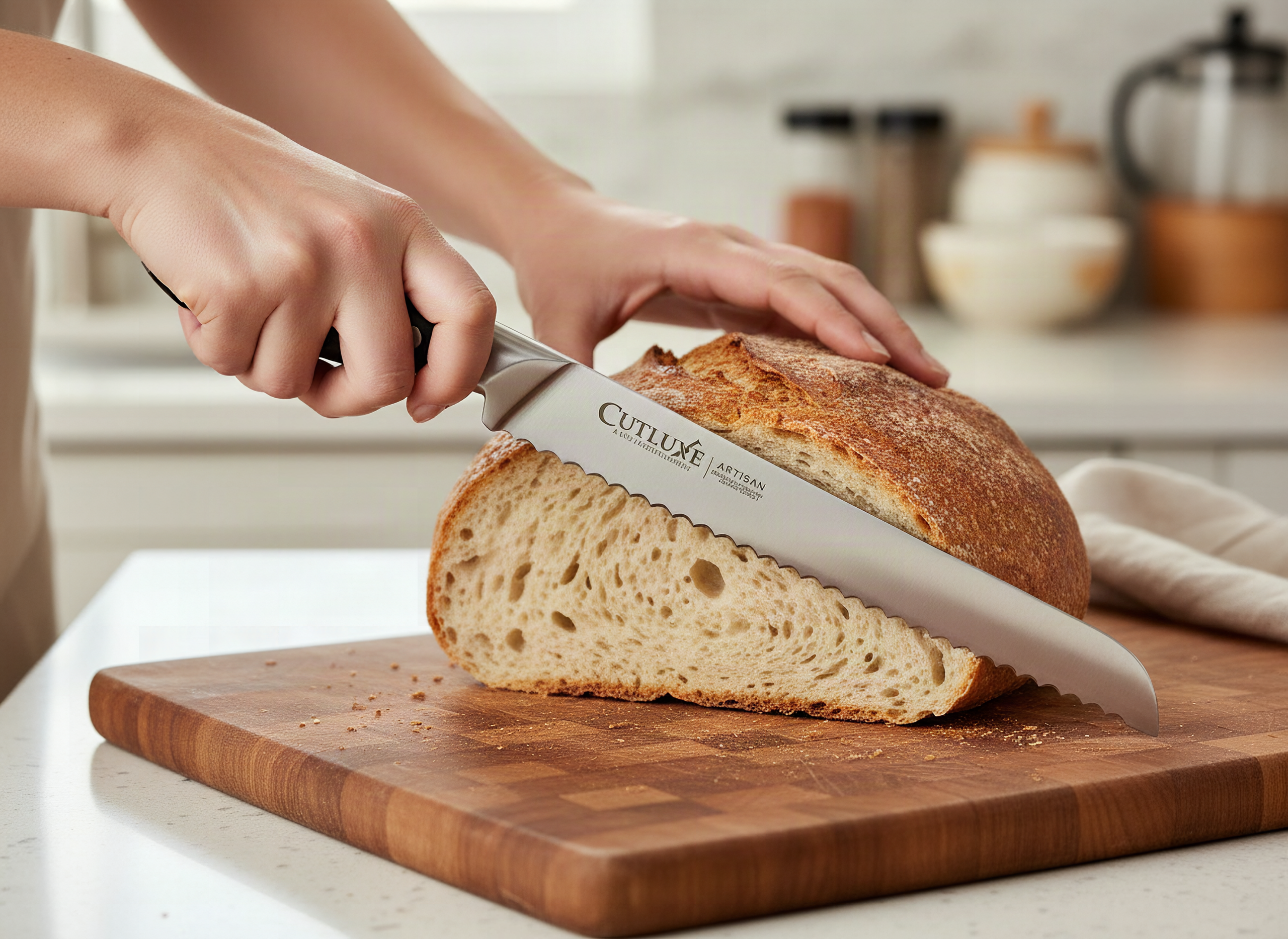 Cutluxe Bread Knife, 10" Serrated Knife for Sourdough & Homemade Bread | Forged High Carbon German Steel, Full Tang Razo
