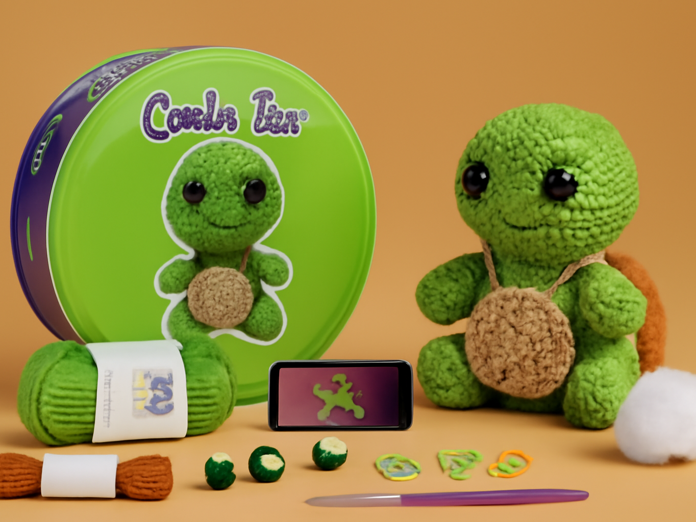 Cookie Box Crochet Kit for Beginners, Turtle Hugo Back to School sale deal image 1