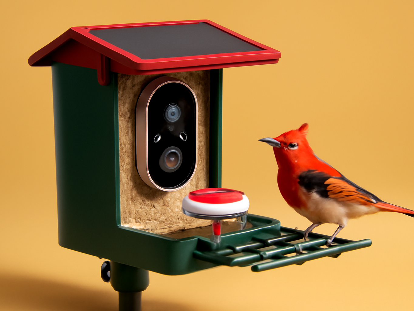 Smart Bird Feeder with Camera Solar Powered, 2K HD Video, AI Bird Species Identification, Instant Arrival Alerts, Weatherproof Design for Effortless Birdwatching, Best Gift for BirdLovers, Red Back to School sale deal image 1