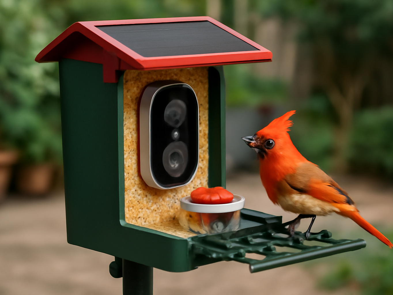 Smart Bird Feeder with Camera Solar Powered, 2K HD Video, AI Bird Species Identification, Instant Arrival Alerts, Weatherproof Design for Effortless Birdwatching, Best Gift for BirdLovers, Red Back to School sale deal image 2