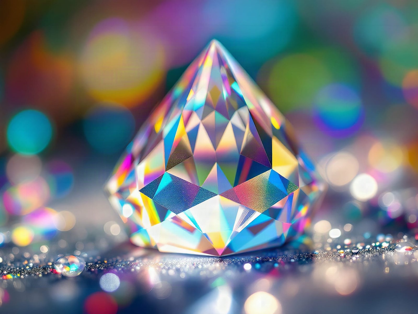 Close-up of dog memorial crystal suncatcher with rainbow light refraction visible through faceted prism