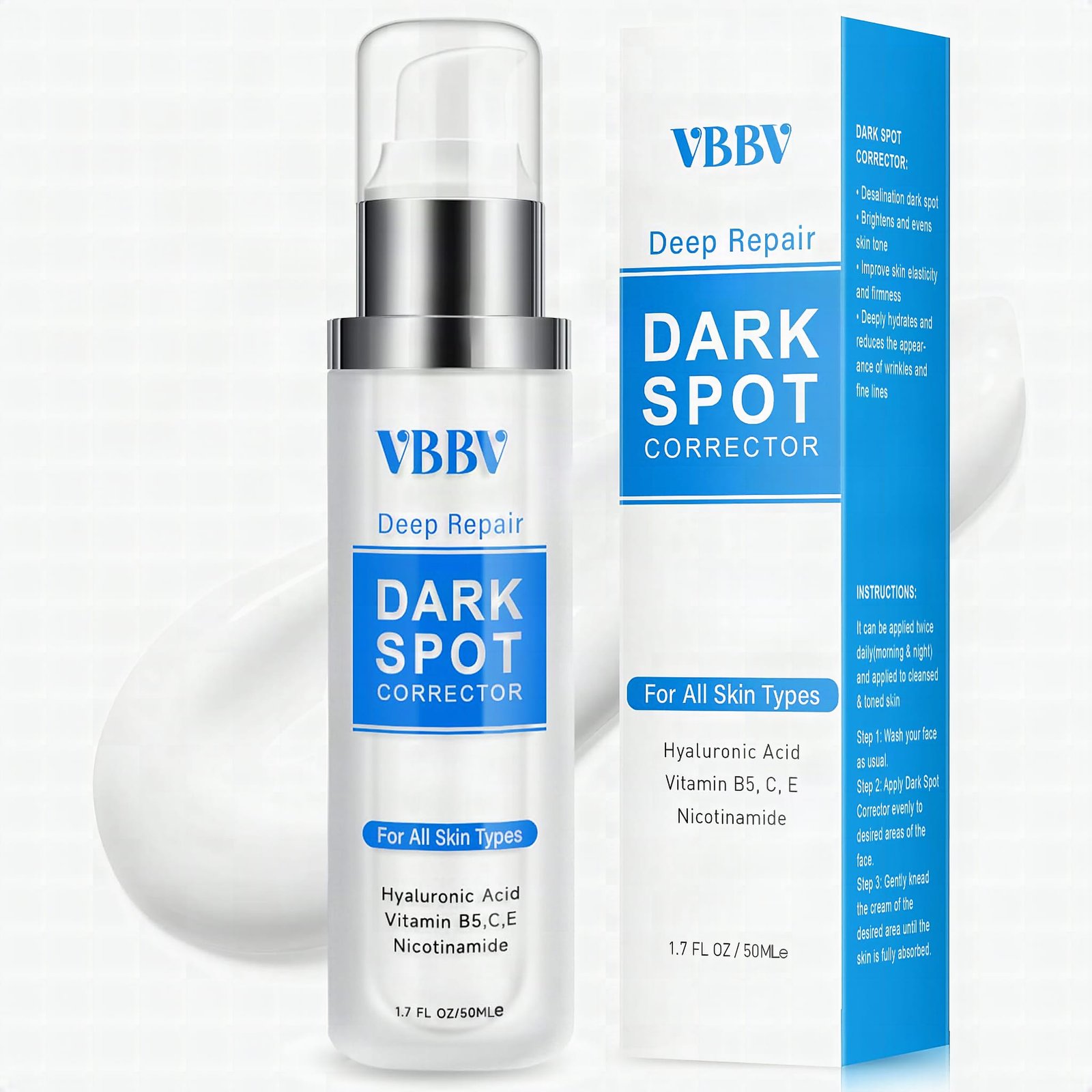 VBBV Dark Spot Remover cream in glass jar, extreme close-up showing product texture and consistency